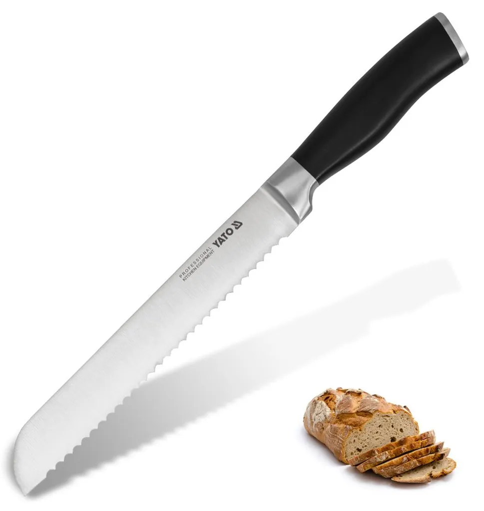 YATO Kochmesser Küchenmesser Chefmesser für Gastronomie Scharf, Langlebig, Deutscher Rostfreier Stahl, Ausführung:Brotmesser 200mm